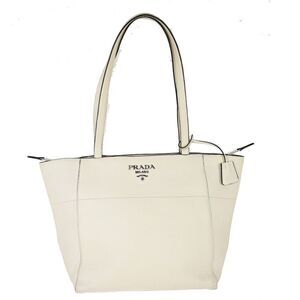 Prada Vintage Tote Leather White Leather Tote Bag Bag